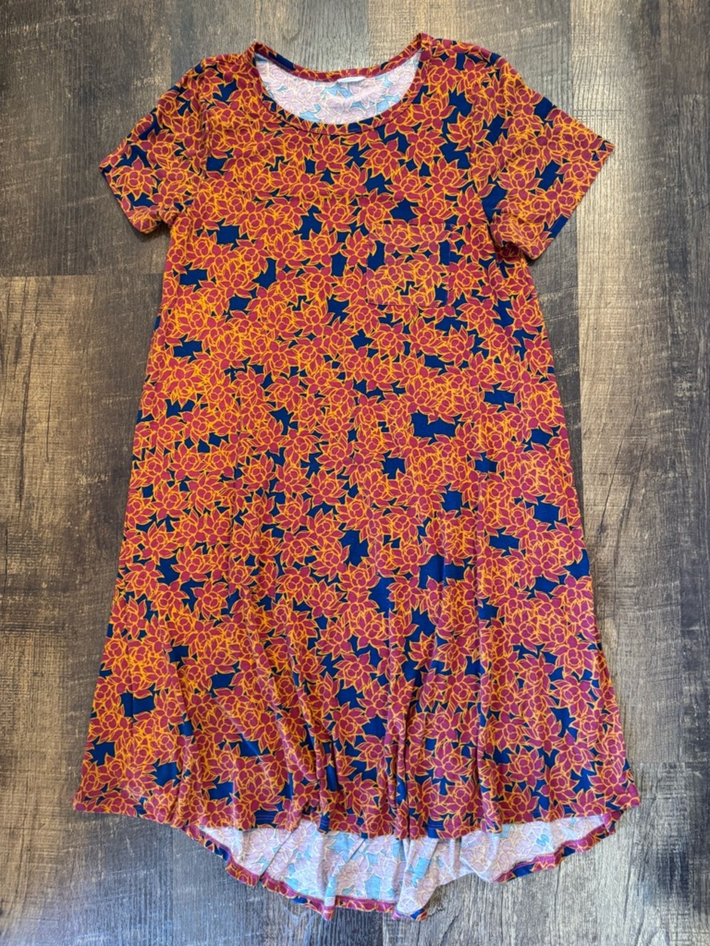 LuLaRoe Red and Blue Floral Midi Dress